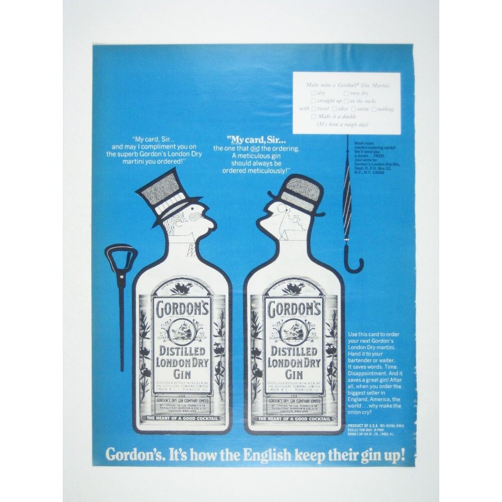 Gordons Distilled London Dry Gin 1971 Vintage Advertisement Print Ad